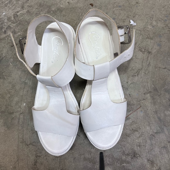 Candies white platform, ankle buckle strap chunky block heels G.U.C. - Picture 6 of 8